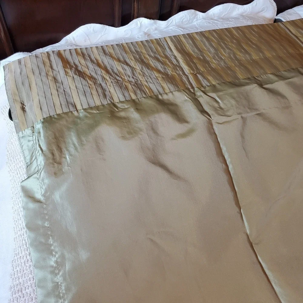 Waverly Curtain‎ 2 Panels Made In Turkey Set Of 2 Gold Color Striped Top 86x50